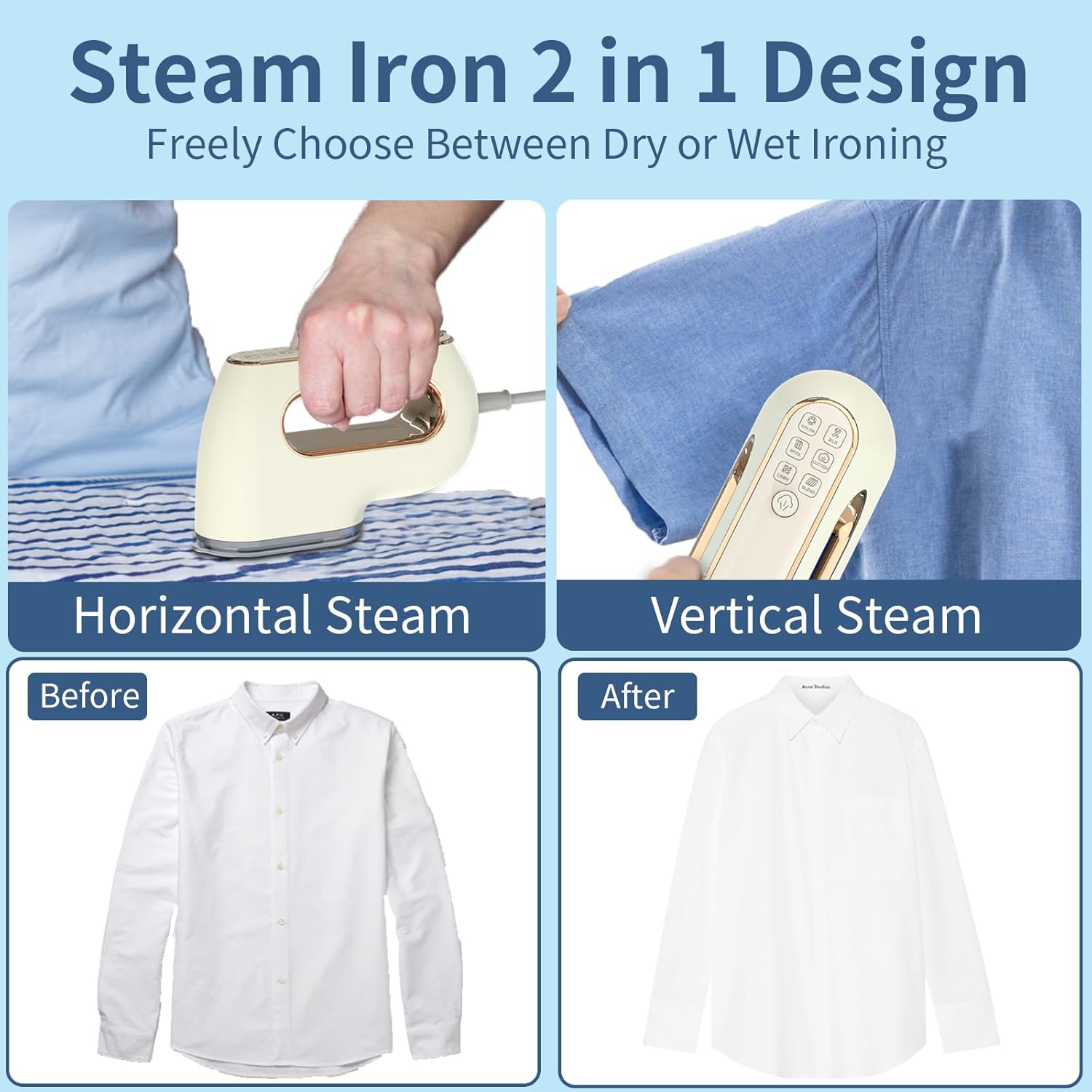 Timeangela Portable Travel Steamer Iron for Clothes, Professional Small Size Hand Held Traveling Fabric Steamers (Beige) Timeangela Portable Travel Steamer Iron for Clothes, Professional Small Size Hand Held Traveling Fabric Steamers (Beige) - Image 7