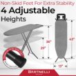 Bartnelli Ironing Board with 4 Layered Cover & Pad, Height Adjustable up to 36" Features A Safety Iron Rest, 4 Steel Legs (43x14)