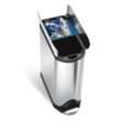 simplehuman 40 Liter / 10.6 Gallon Dual Compartment Butterfly Lid Kitchen Recycling Step Trash Can, Brushed Stainless Steel