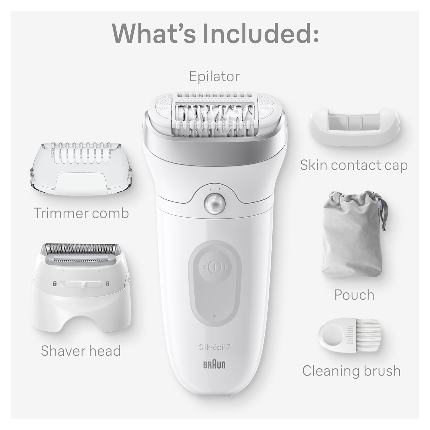 Braun Epilator Silk-épil 7, Hair Removal Device, Women Shaver & Trimmer, Wet and Dry, Wide Head, SE7-041, Silver Braun Epilator Silk-épil 7, Hair Removal Device, Women Shaver & Trimmer, Wet and Dry, Wide Head, SE7-041, Silver - Image 7