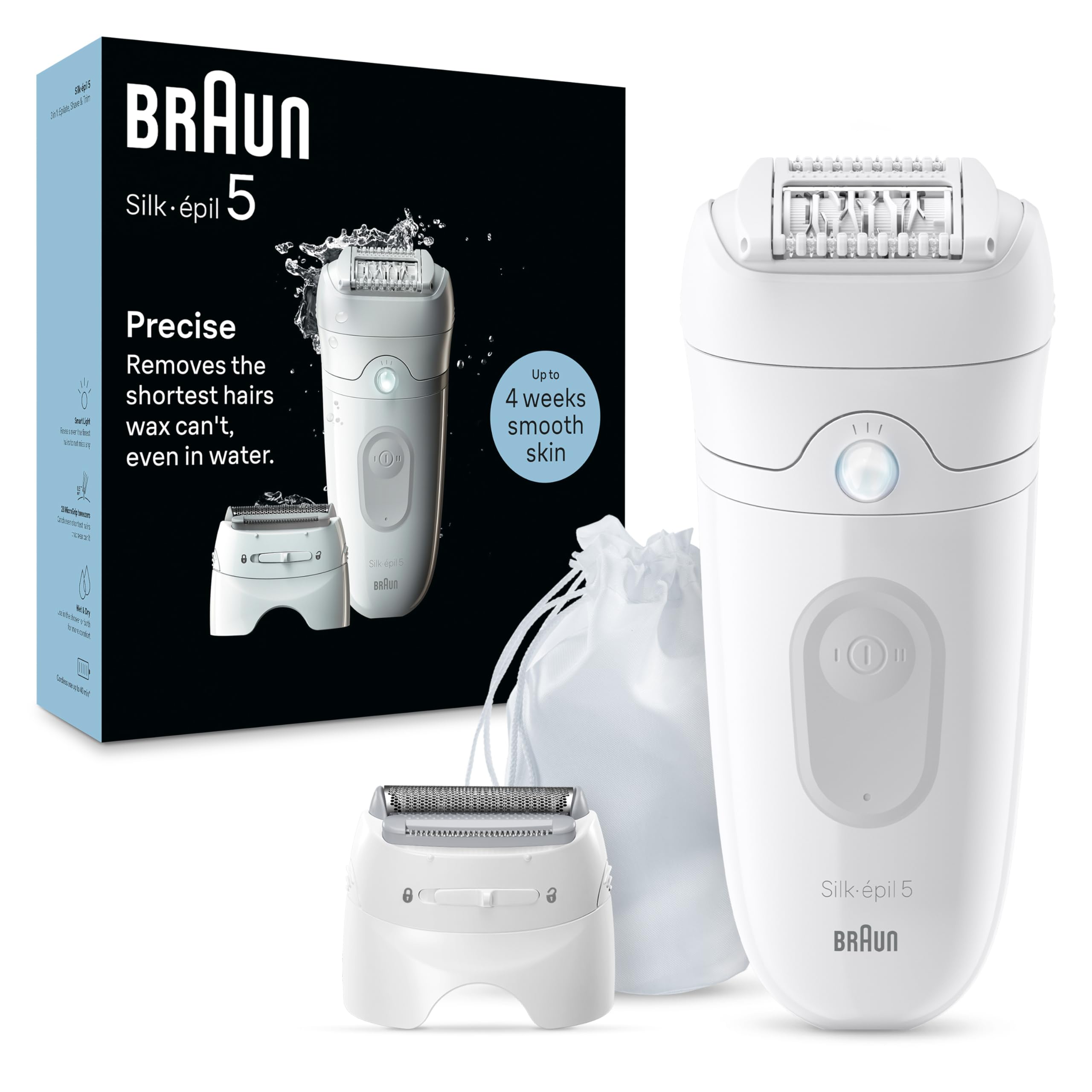 Braun Epilator Silk-épil 5 Epilator, Hair Removal Device, Women Shaver & Trimmer, Wet and Dry Epilator, Grey Braun Epilator Silk-épil 5 Epilator, Hair Removal Device, Women Shaver & Trimmer, Wet and Dry Epilator, Grey