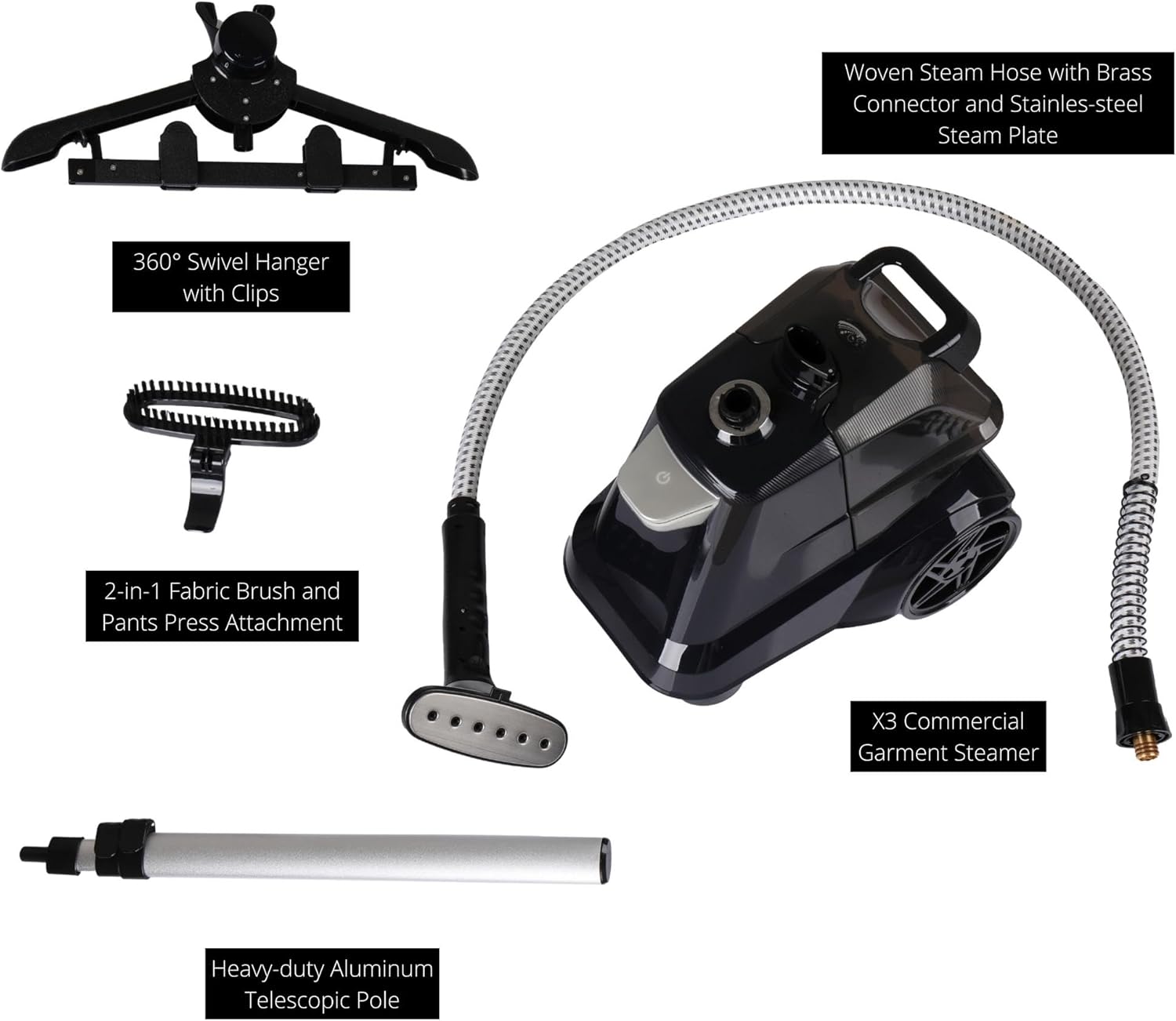 SALAV Heavy Duty Commercial Full-Size Garment Steamer with Foot Pedals and Extra Large 3L (101.5 oz) Water Tank, (Navy) SALAV Heavy Duty Commercial Full-Size Garment Steamer with Foot Pedals and Extra Large 3L (101.5 oz) Water Tank, (Navy) - Image 2