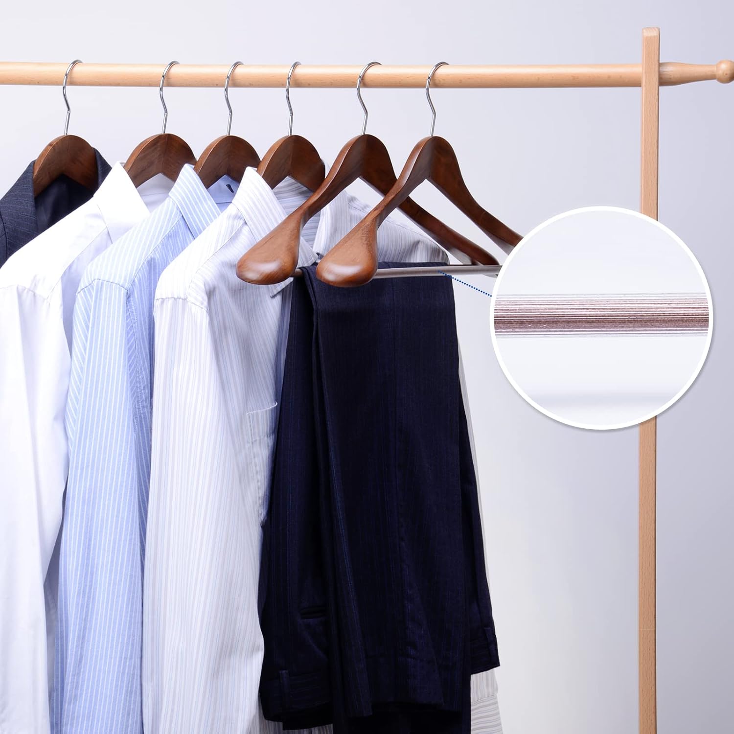 Nature Smile Luxury Wooden Suit Hangers 6 Pack Wood Coat Hangers Jacket Outerwear Shirt Hangers (Retro Color) Nature Smile Luxury Wooden Suit Hangers 6 Pack Wood Coat Hangers Jacket Outerwear Shirt Hangers (Retro Color) - Image 4