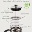 BAYKA 34 Ounce 1 Liter French Press Coffee Maker, Heat Resistant Thickened Borosilicate Glass Stainless Steel Brewer, Dark Pewter