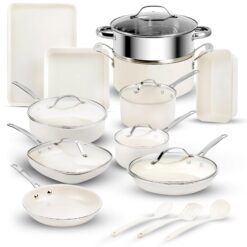 GOTHAM STEEL 20 Pc Ceramic Cookware Set Nonstick, Pots and Pans Set Non Stick for Kitchen