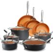 Gotham Steel Pro 13 Pc set Ceramic Pots and Pans Set Non Stick Cookware Sets Pot and Pan Set, Kitchen Cookware Sets, Copper