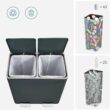 SONGMICS Trash Can, 2 x 8 Gallon (2 x 30 L) Garbage Can for Kitchen, Greenish-Gray ULTB60GS02