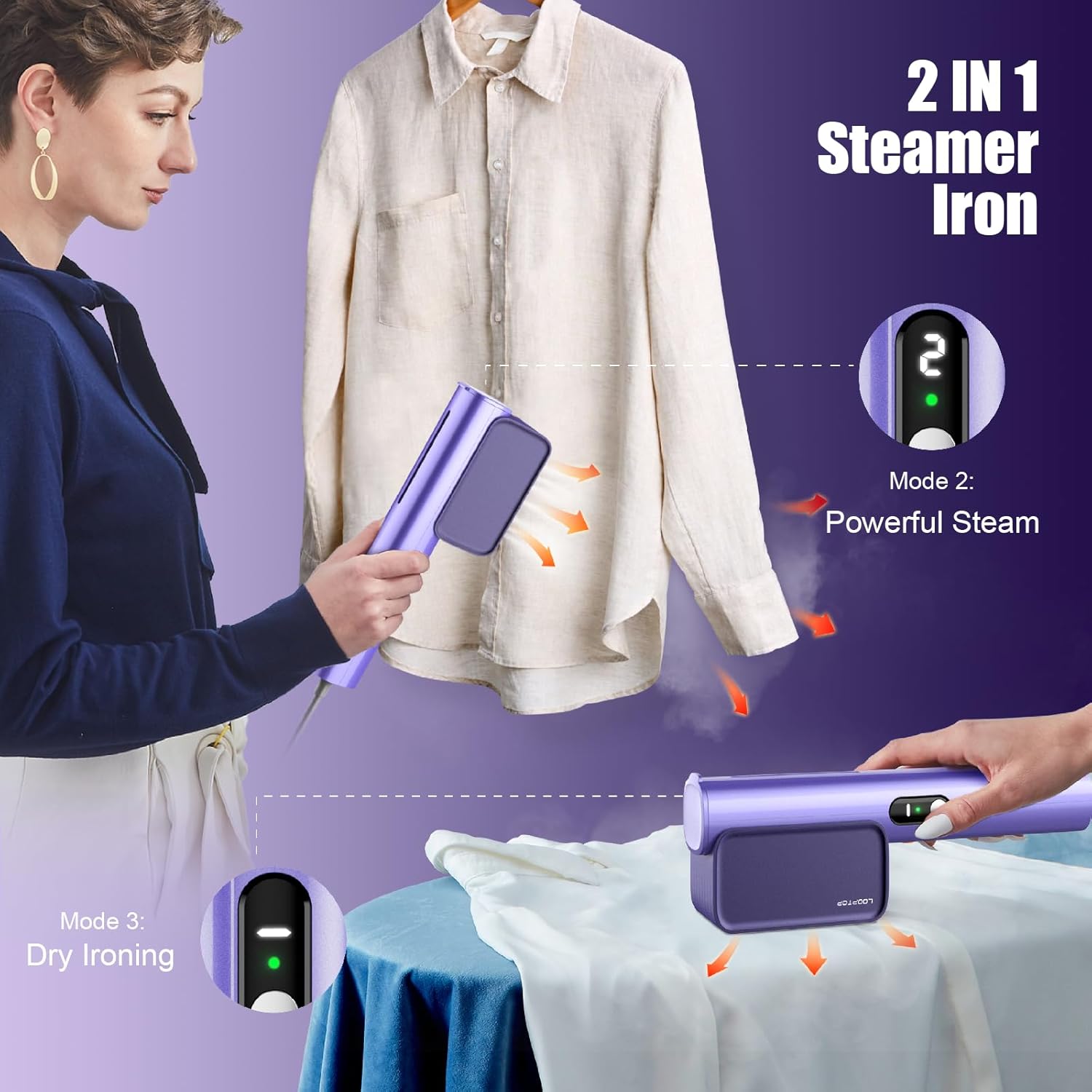 looptop Steamer for Clothes, 100-240V Travel Steamer for Clothes Portable, Strong Penetrating Steam, Global Travel looptop Steamer for Clothes, 100-240V Travel Steamer for Clothes Portable, Strong Penetrating Steam, Global Travel - Image 5