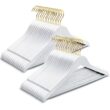 Amber Home 30 Pack Solid Wood Suit Coat Hangers, Smooth White Finish Wooden Dress Hangers with Non Slip Pant Bar (White+Gold, 30)