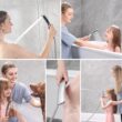 BRIGHT SHOWERS Dual Shower Head Combo Set, Handheld Showerhead Rainfall Shower Head Combo with Black Face, Chrome