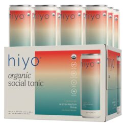 Hiyo Organic Social Tonic - Watermelon Lime, 12 Pack - N.A. Functional Seltzer, Sparkling Water Crafted with Organic Adaptogens