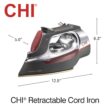CHI Steam Iron for Clothes with 8’ Retractable Cord, 1700 Watts, 3-Way Auto Shutoff, 400+ Holes, Silver (13106)