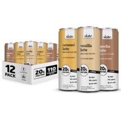 Slate Milk, Iced Coffee - Energy Variety Pack - Caramel Latte, Mocha Latte, Vanilla Latte - 175mg Caffeine, Lactose Free