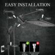 Veken High Pressure Rain Shower Head Combo with Extension Arm- Wide Showerhead with 6 Handheld Water Spray - Matte Black