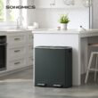 SONGMICS Trash Can, 2 x 8 Gallon (2 x 30 L) Garbage Can for Kitchen, Greenish-Gray ULTB60GS02