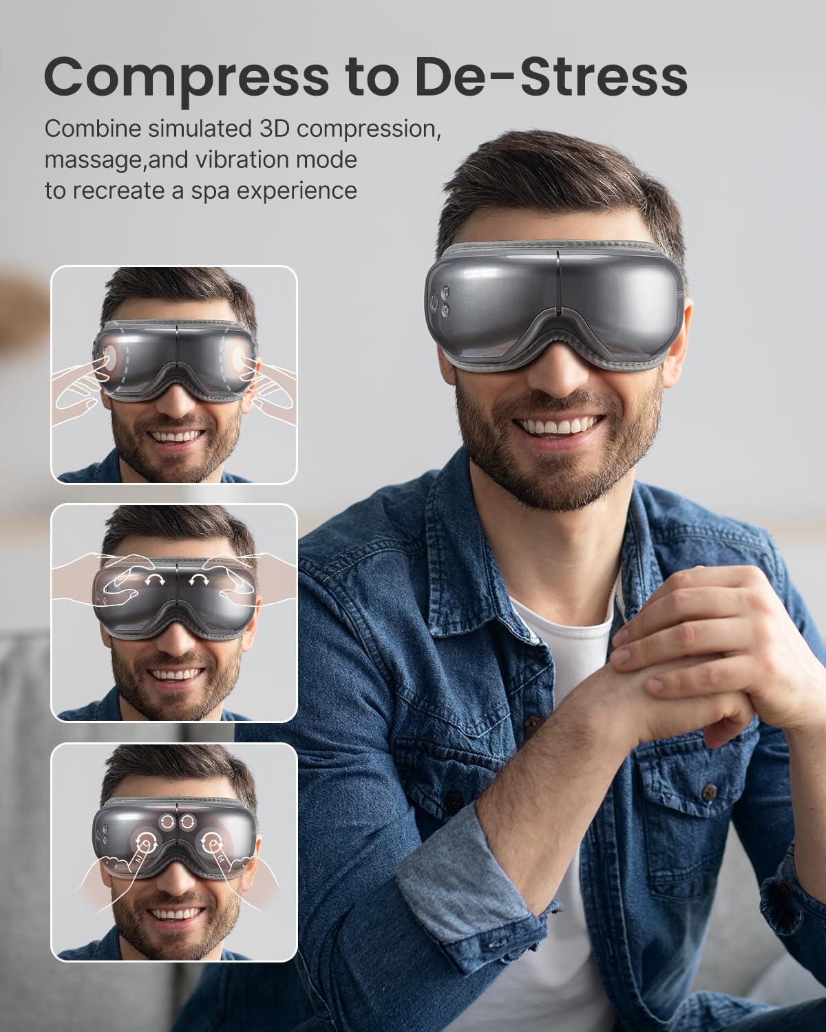 RENPHO Eye Massager Eyeris 1, Gifts for Women/Men Sleep Eye Mask with Heat Bluetooth Music, Grey RENPHO Eye Massager Eyeris 1, Gifts for Women/Men Sleep Eye Mask with Heat Bluetooth Music, Grey - Image 6
