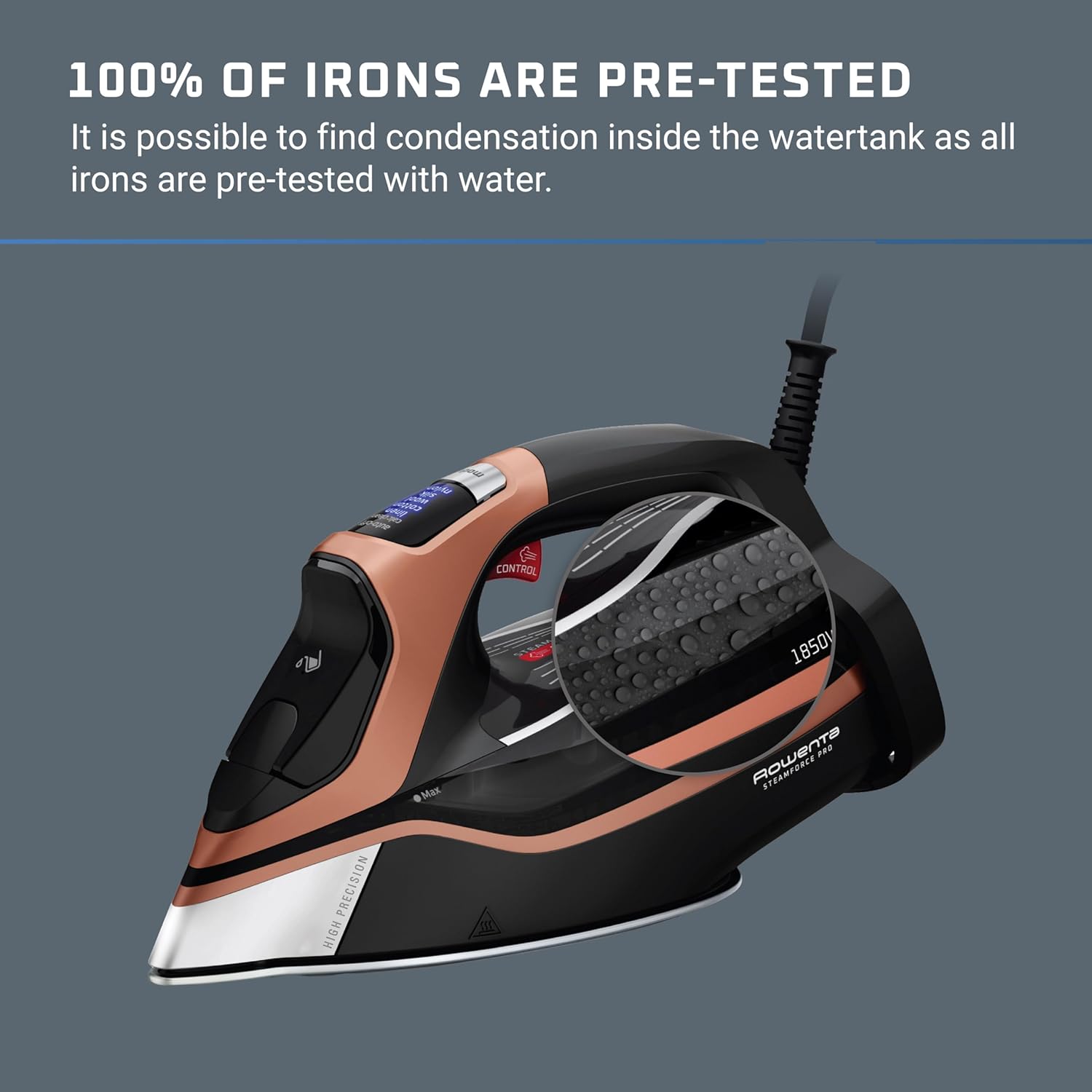Rowenta Iron Steam Force Pro Stainless Steel Soleplate Steam Iron for Clothes, 400 Microsteam Holes, 1850 Watts Rowenta Iron Steam Force Pro Stainless Steel Soleplate Steam Iron for Clothes, 400 Microsteam Holes, 1850 Watts - Image 5