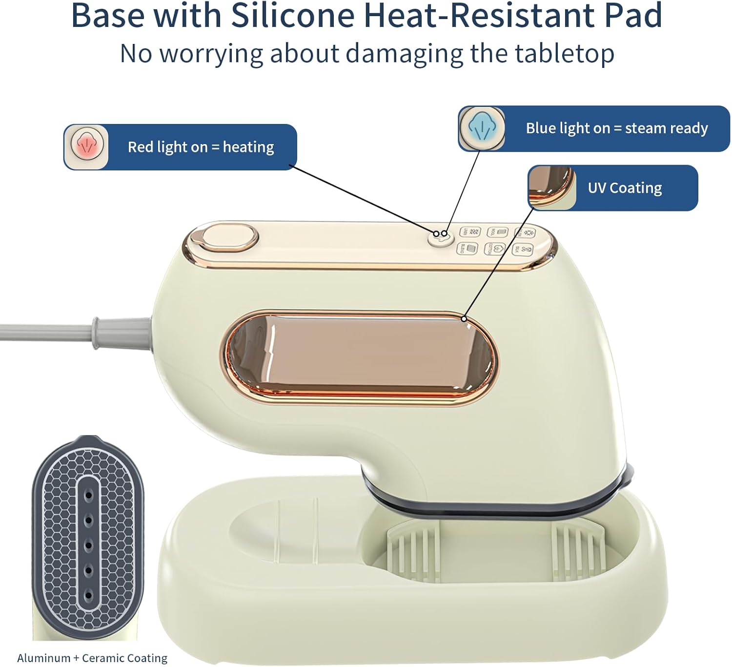 Timeangela Portable Travel Steamer Iron for Clothes, Professional Small Size Hand Held Traveling Fabric Steamers (Beige) Timeangela Portable Travel Steamer Iron for Clothes, Professional Small Size Hand Held Traveling Fabric Steamers (Beige) - Image 4