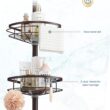 SEIRIONE Rustproof Shower Corner Caddy Organizer for Bathroom,Tension Pole with 4 Baskets,39.2 to 113 Inch Height, Bronze