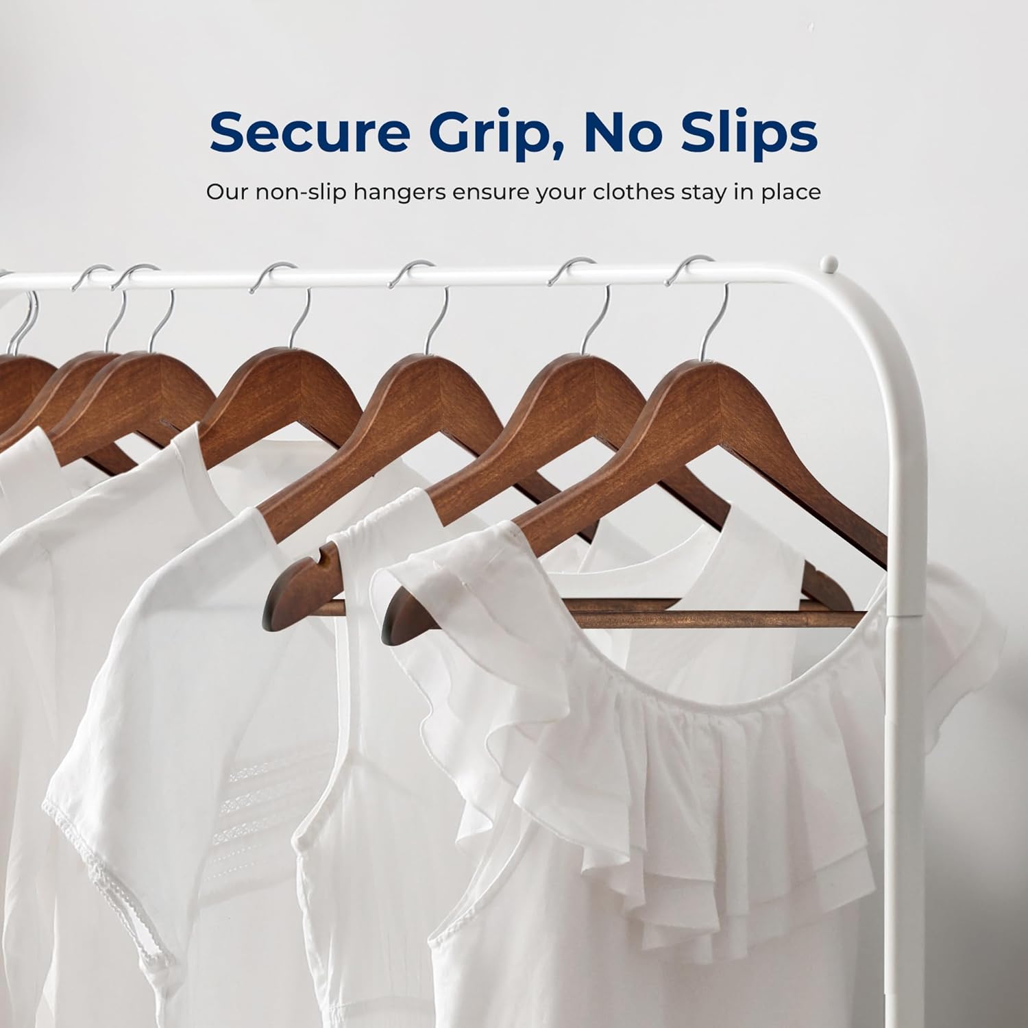 SereneLife 50-Pack Wooden Coat Hangers – Durable Suit Hangers with 360° Swivel Hook & Notches (Vintage) SereneLife 50-Pack Wooden Coat Hangers – Durable Suit Hangers with 360° Swivel Hook & Notches (Vintage) - Image 6