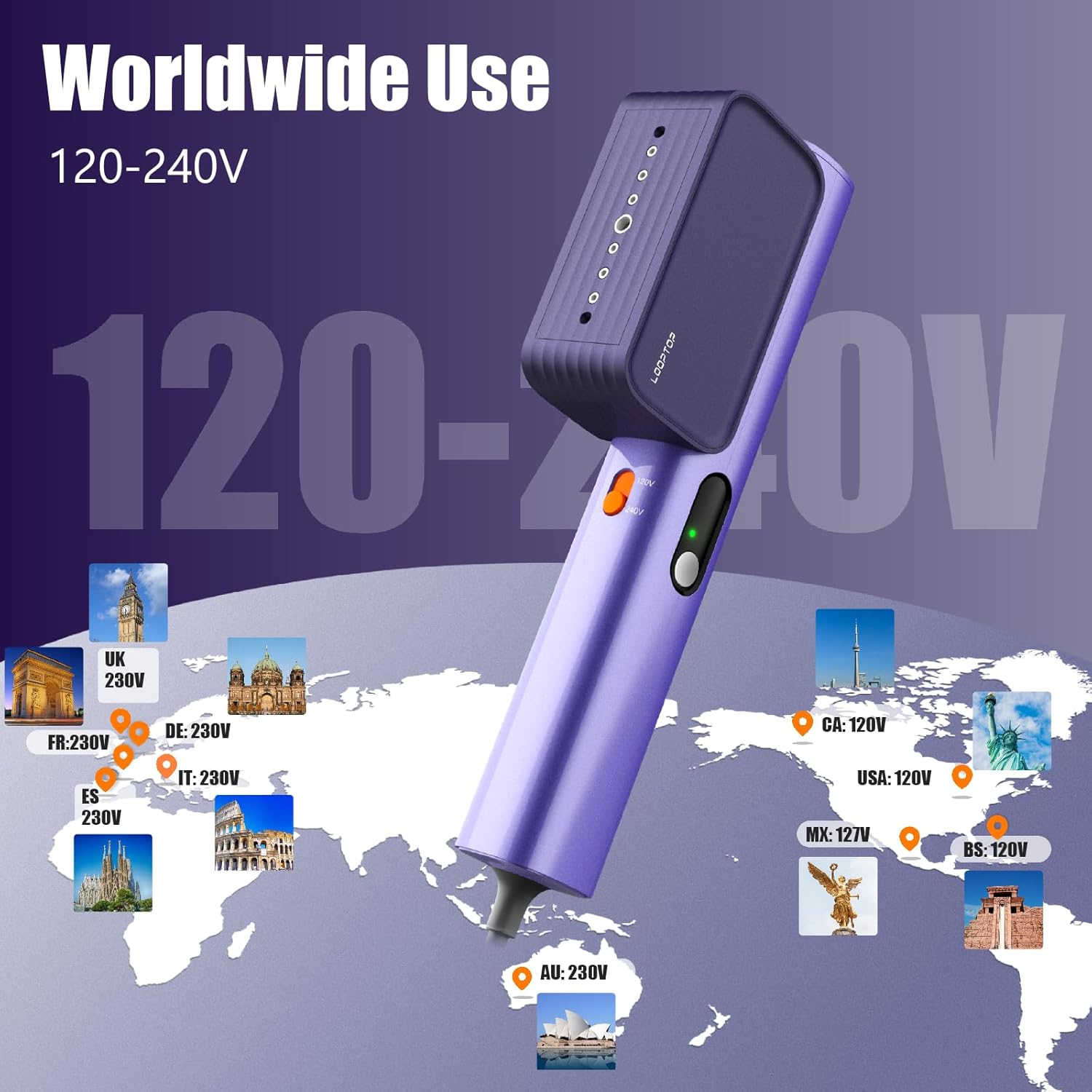 looptop Steamer for Clothes, 100-240V Travel Steamer for Clothes Portable, Strong Penetrating Steam, Global Travel looptop Steamer for Clothes, 100-240V Travel Steamer for Clothes Portable, Strong Penetrating Steam, Global Travel - Image 6