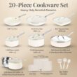 GOTHAM STEEL 20 Pc Ceramic Cookware Set Nonstick, Pots and Pans Set Non Stick for Kitchen