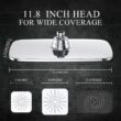 Veken High Pressure Rain Shower Head Combo with Extension Arm- Wide Showerhead with 6 Handheld Water Spray - Silver Chrome