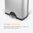 simplehuman Rectangular Dual Compartment Recycling Kitchen Step Trash Can, 46 Liter, Brushed Stainless Steel
