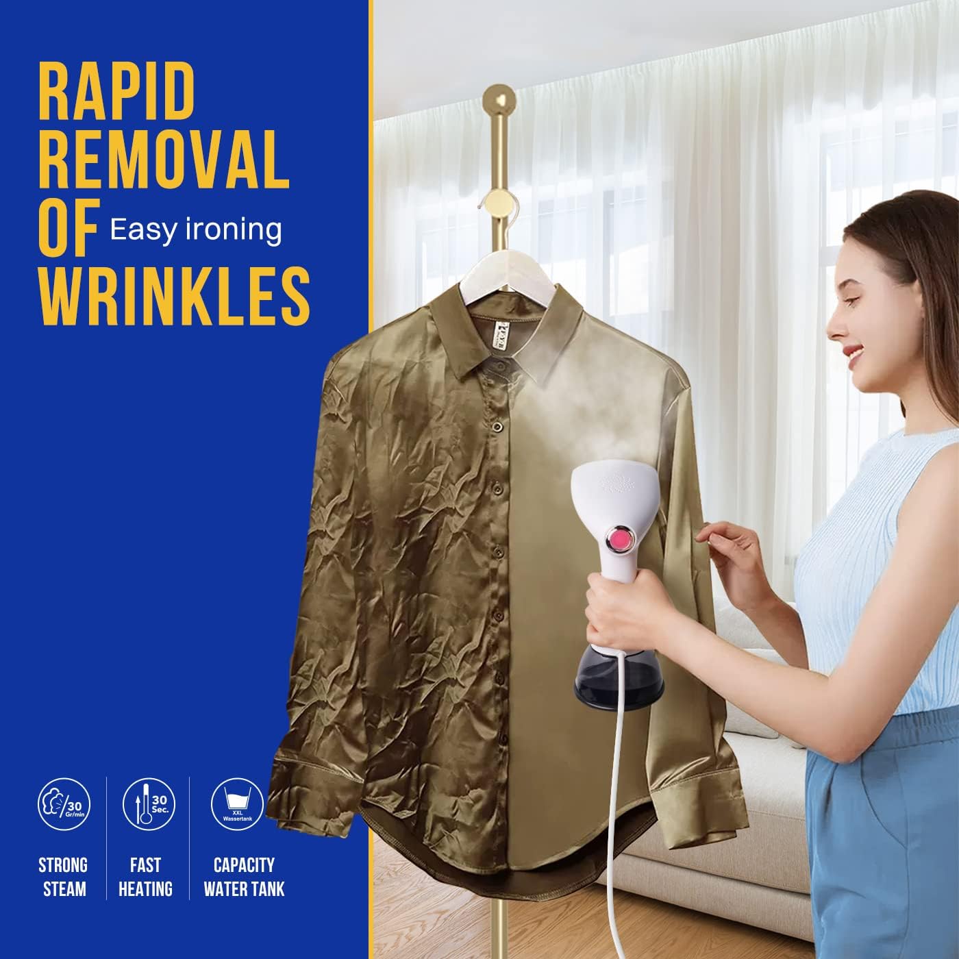 Rolipo Steamer for Clothes 1350W, Clothes Steamer, Upgraded 400ML Large Capacity Water Tank, Wrinkle Remover Rolipo Steamer for Clothes 1350W, Clothes Steamer, Upgraded 400ML Large Capacity Water Tank, Wrinkle Remover - Image 6