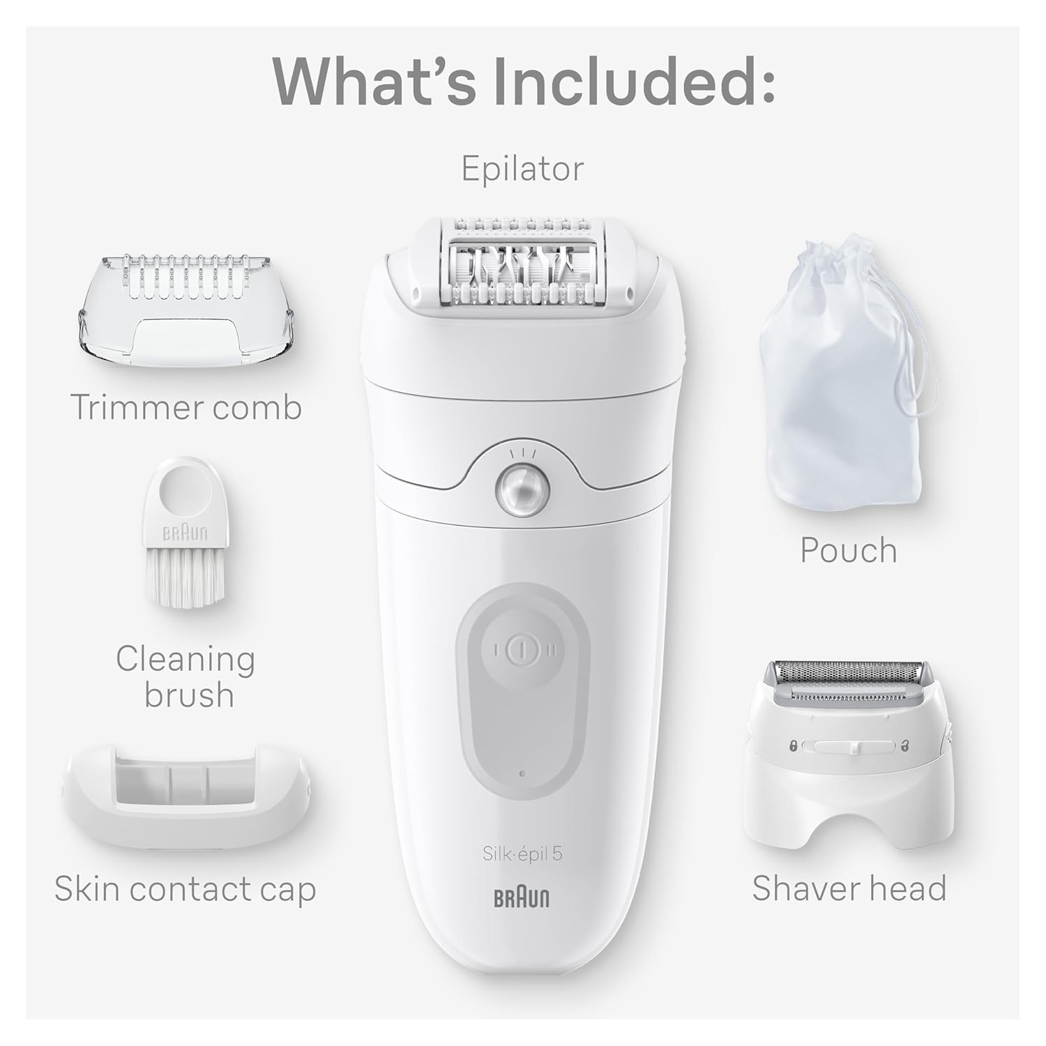 Braun Epilator Silk-épil 5 Epilator, Hair Removal Device, Women Shaver & Trimmer, Wet and Dry Epilator, Grey Braun Epilator Silk-épil 5 Epilator, Hair Removal Device, Women Shaver & Trimmer, Wet and Dry Epilator, Grey - Image 6