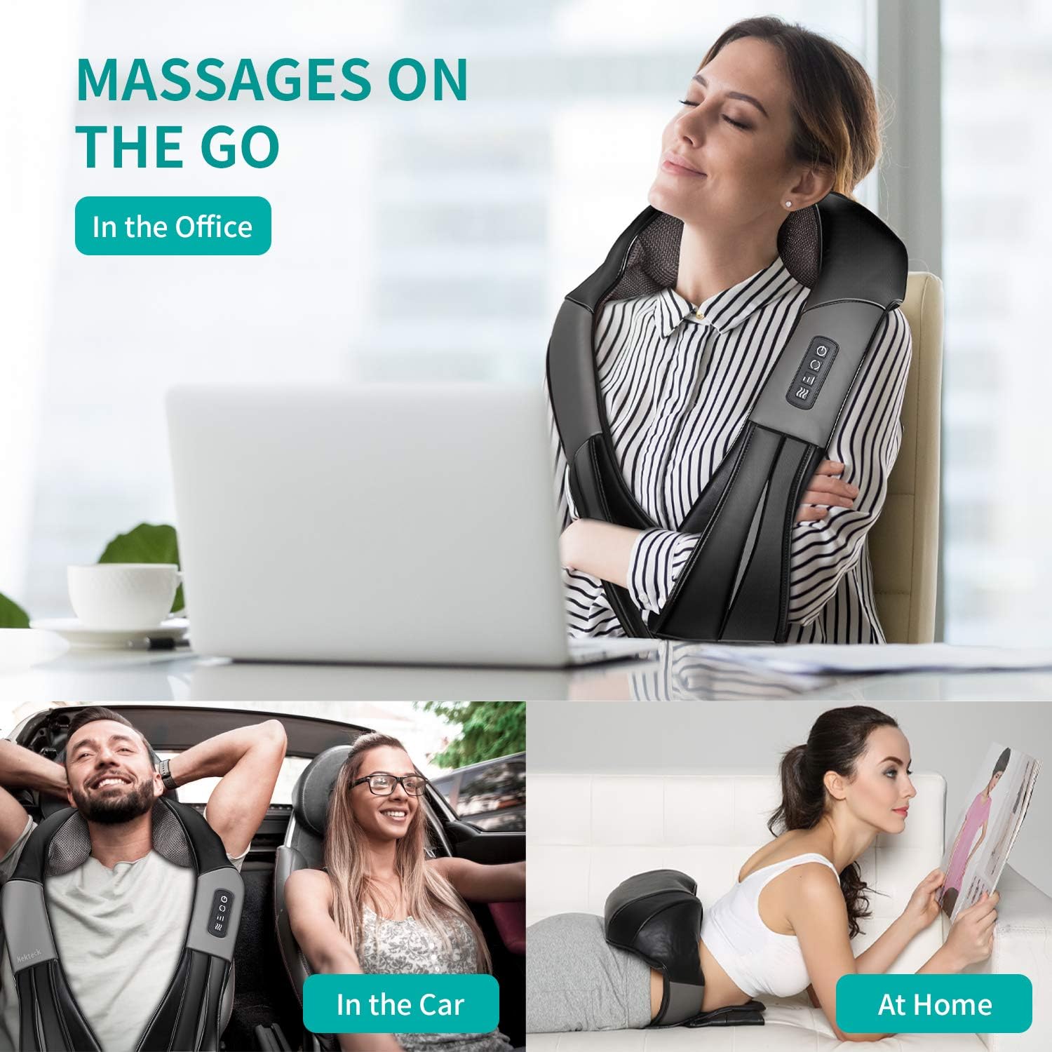 Shiatsu Neck and Back Massager with Soothing Heat, Nekteck Electric Deep Tissue 3D Kneading Massage Pillow Shiatsu Neck and Back Massager with Soothing Heat, Nekteck Electric Deep Tissue 3D Kneading Massage Pillow - Image 3