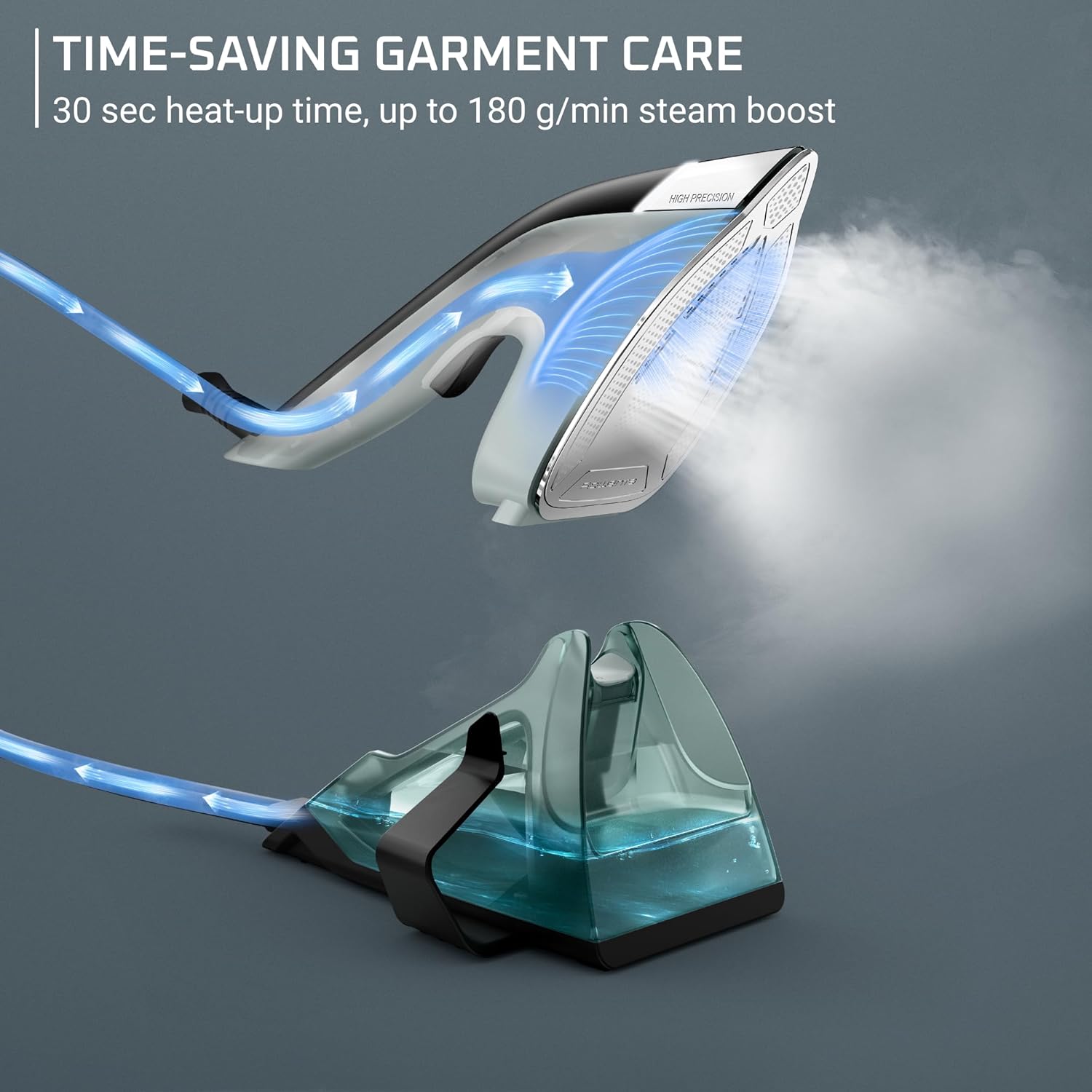Rowenta 2-in-1 Duo Force Iron and Steamer for Clothes, 1700W Steam Iron, Stainless Steel Soleplate, Ultra-lightweight, Black & Green Rowenta 2-in-1 Duo Force Iron and Steamer for Clothes, 1700W Steam Iron, Stainless Steel Soleplate, Ultra-lightweight, Black & Green - Image 8