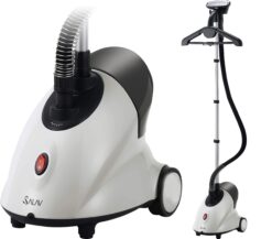 SALAV GS18-DJ Standing Garment Steamer with Roll Wheels for Easy Movement, 1500 watts, White