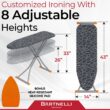 Bartnelli Ironing Board, Space-Saving and Ultimate Iron Board Experience 13x43 Reinforced Steel Legs, Adjustable Height