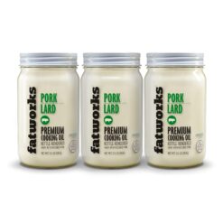 Fatworks Premium Pasture Raised Lard. The Original Non-Hydrogenated Pasture-Raised Lard crafted, Glass Jar, 14oz., (Pack of 3)