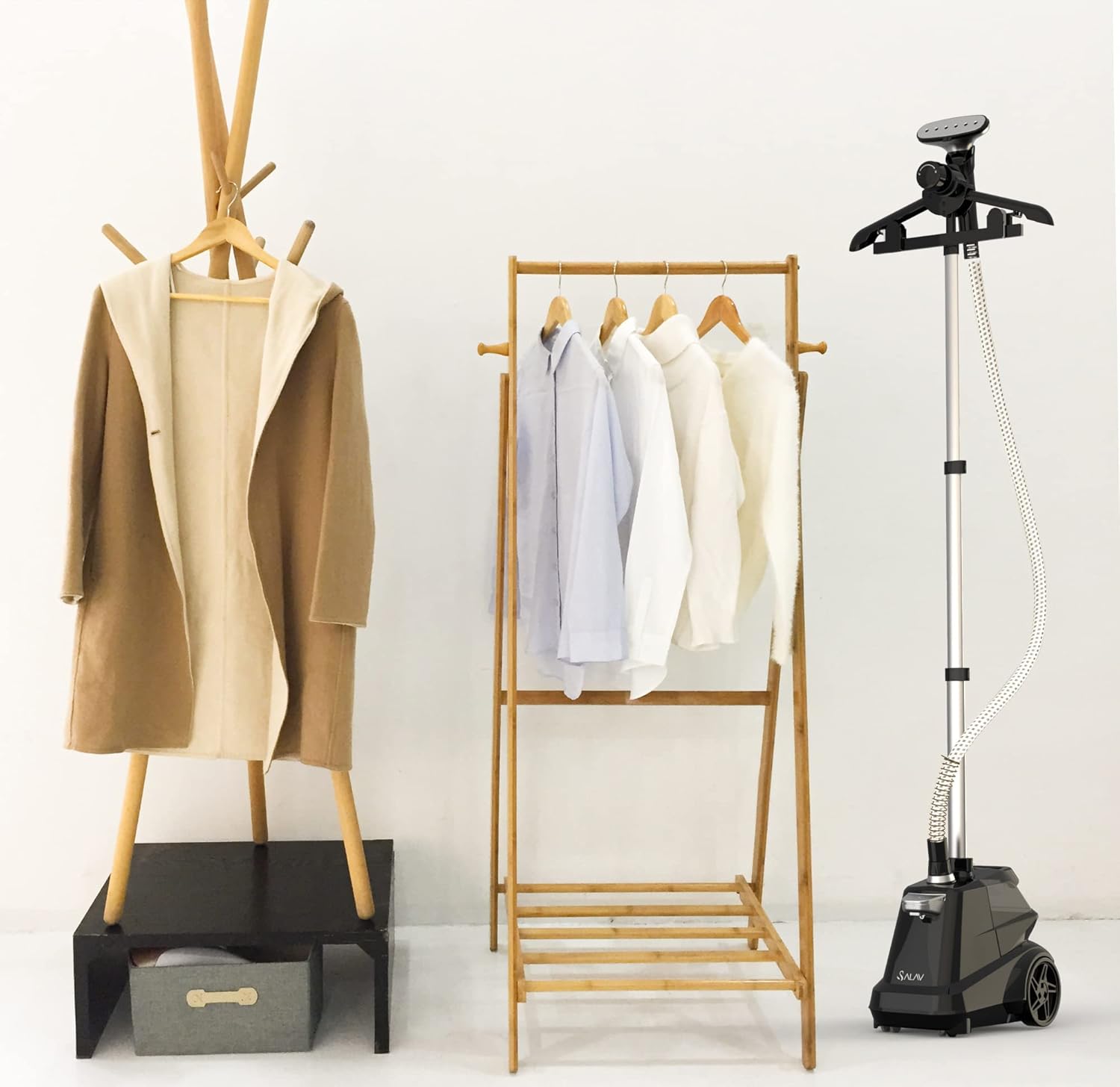 SALAV Heavy Duty Commercial Full-Size Garment Steamer with Foot Pedals and Extra Large 3L (101.5 oz) Water Tank, (Navy) SALAV Heavy Duty Commercial Full-Size Garment Steamer with Foot Pedals and Extra Large 3L (101.5 oz) Water Tank, (Navy) - Image 6
