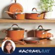 Rachael Ray Cucina Nonstick Cookware Pots and Pans Set, 12 Piece, Pumpkin Orange