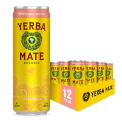 Guayakí Yerba Mate, Organic Sparkling Energy Drink Alternative, Grapefruit Ginger, 15.5 Oz (Pack of 12) (Packaging May Vary)
