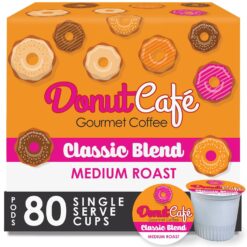 Donut Café - Coffee Gourmet Pods, Classic Blend, Medium Roast – Non-GMO, Gluten Free – 80 Count