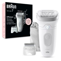 Braun Epilator Silk-épil 7, Hair Removal Device, Women Shaver & Trimmer, Wet and Dry, Wide Head, SE7-041, Silver