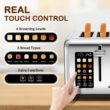 Mecity 4 Slice Toaster Touch Screen Control 4 Wide Slot, Stainless Steel Smart Bread Toaster, 120V 1650W