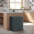SONGMICS Trash Can, 2 x 8 Gallon (2 x 30 L) Garbage Can for Kitchen, Greenish-Gray ULTB60GS02