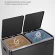 SONGMICS, Plastic, Hinged Lids, Handles Dual Garbage Can, 16 Gal (60L) Rubbish 15 Trash Bags, 2 x 8 Gallon, Black