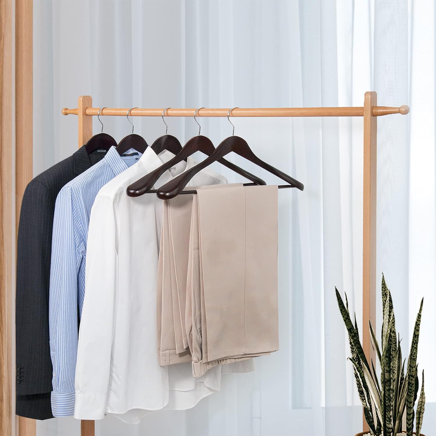 Nature Smile Luxury Mahogany Wooden Suit Hangers - 6 Pack - Wood Coat Hangers, Jacket Outerwear Shirt Hangers Nature Smile Luxury Mahogany Wooden Suit Hangers - 6 Pack - Wood Coat Hangers, Jacket Outerwear Shirt Hangers - Image 2