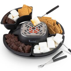 Kusini Smores Maker Tabletop Indoor - Flameless Electric Marshmallow Roaster – 4 Detachable Trays & 4 Roasting Forks