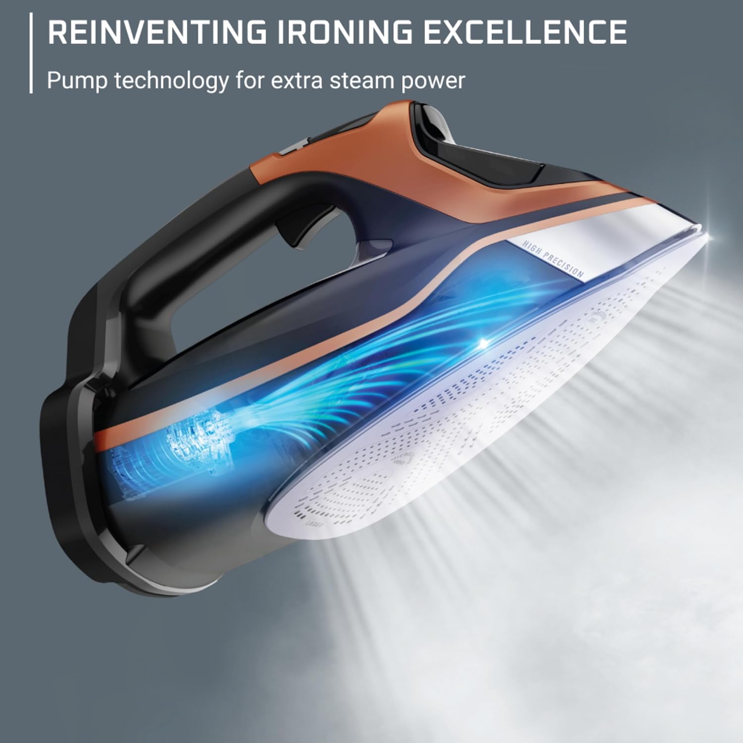 Rowenta Iron Steam Force Pro Steam Iron for Clothes 1850 watts, 5 presets Smart Screen, Stainless Steel Soleplate, Black Copper Rowenta Iron Steam Force Pro Steam Iron for Clothes 1850 watts, 5 presets Smart Screen, Stainless Steel Soleplate, Black Copper - Image 7