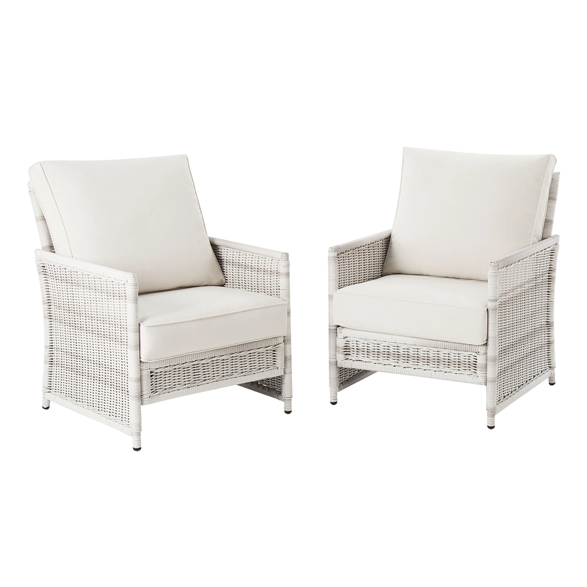 Better Homes & Gardens Paige Outdoor Wicker Stationary Lounge Chairs, Set of 2, White Better Homes & Gardens Paige Outdoor Wicker Stationary Lounge Chairs, Set of 2, White - Image 8