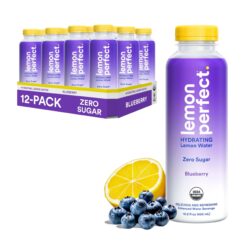 Lemon Perfect Blueberry, Hydrating Flavored Lemon Water, Zero Sugar, Delicious and Refreshing, Organic, 15.2 fl oz Bottles (12-Pack)