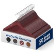 SereneLife 50-Pack Wooden Coat Hangers – Durable Suit Hangers with 360° Swivel Hook & Notches (Cherry)