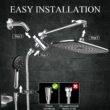 Veken High Pressure Rain Shower Head Combo with Extension Arm- Wide Showerhead with 6 Handheld Water Spray - Silver Chrome